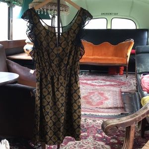 Anthro Maple Recollections silk & lace dress